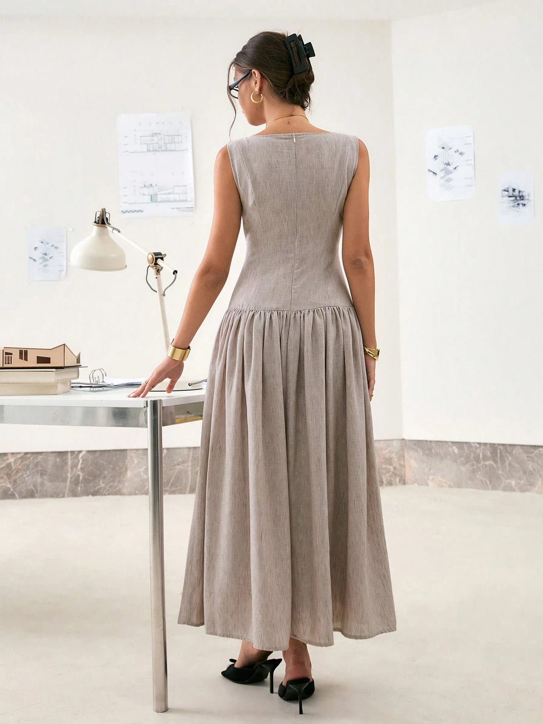 Rochie maxi SHEIN, bej