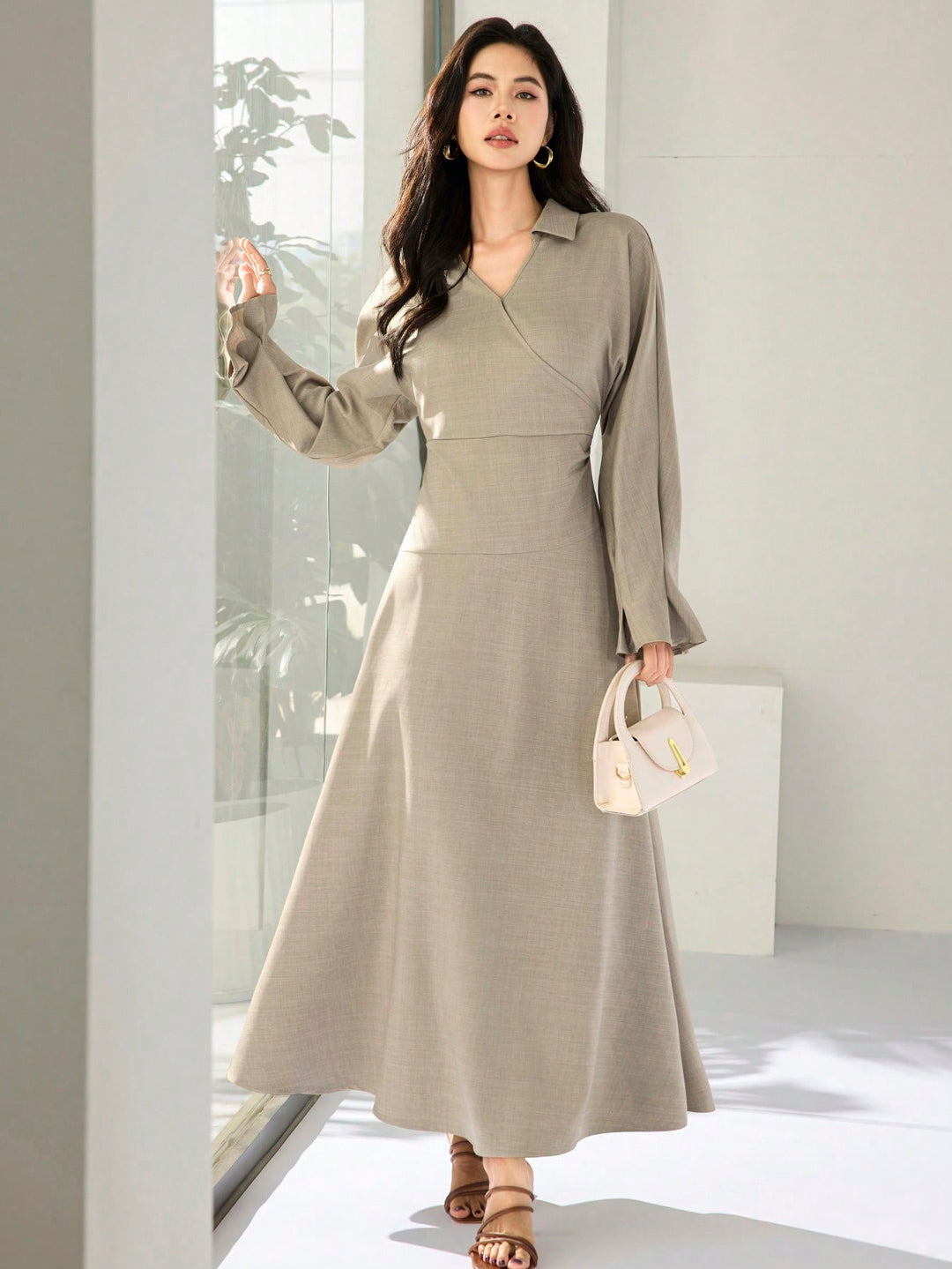 Rochie maxi SHEIN, kaki