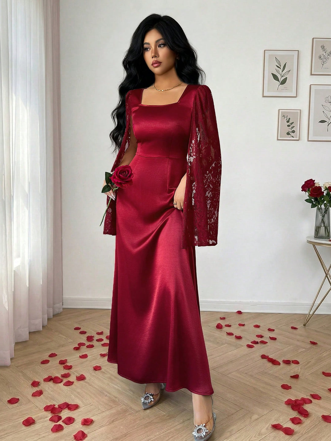 Rochie maxi SHEIN, vișiniu