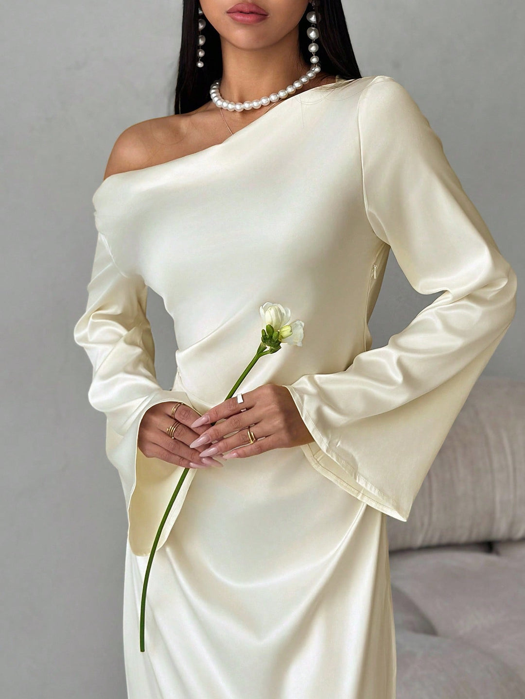 Rochie maxi SHEIN, crem