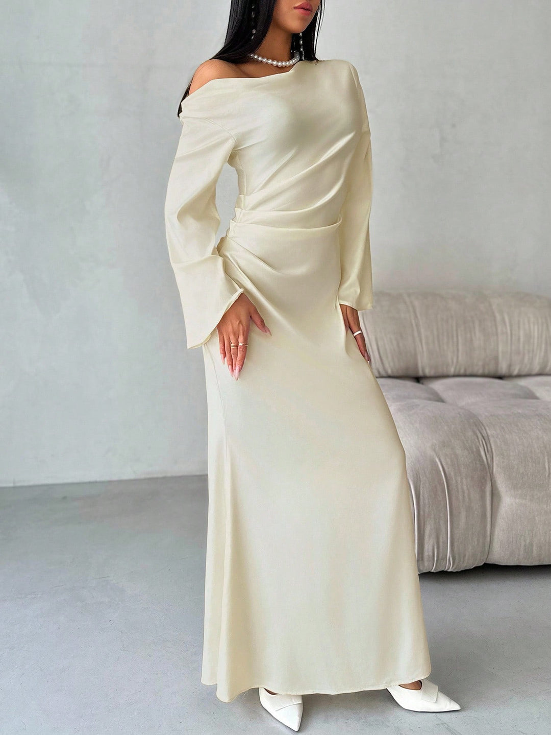 Rochie maxi SHEIN, crem