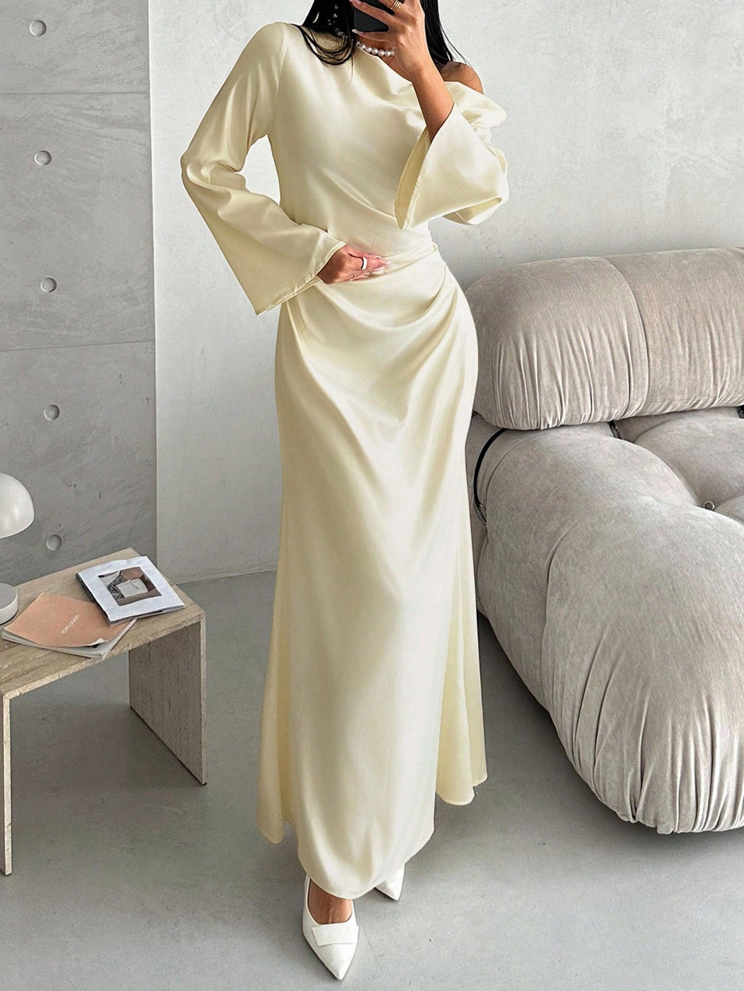 Rochie maxi SHEIN, crem