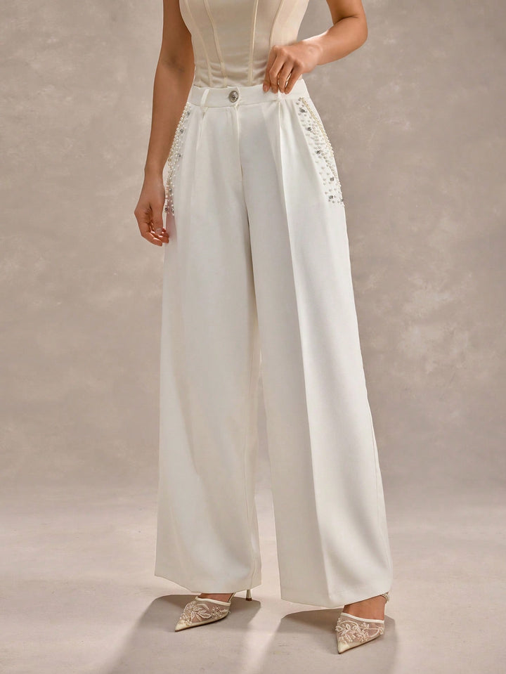 Pantaloni SHEIN, alb