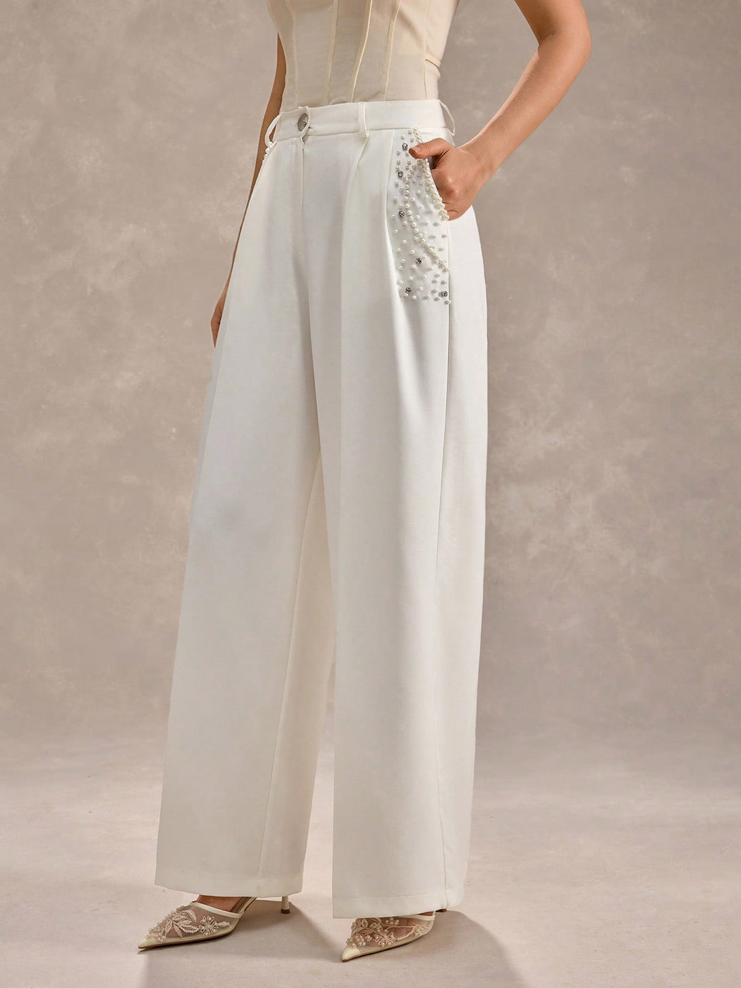Pantaloni SHEIN, alb