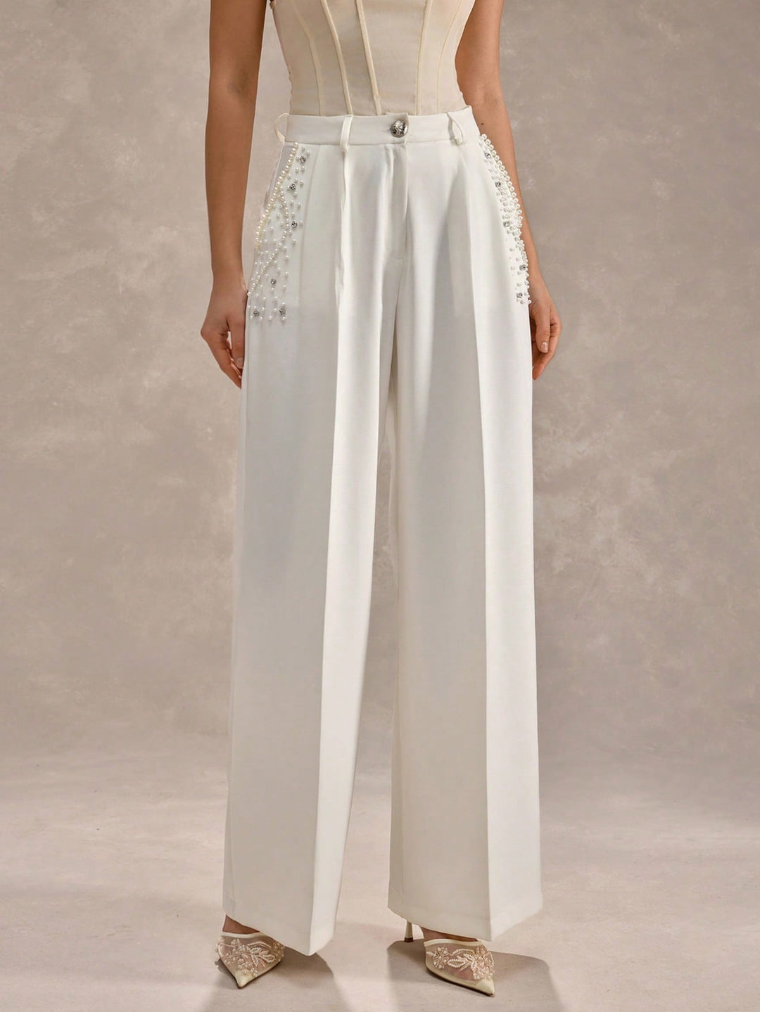 Pantaloni SHEIN, alb
