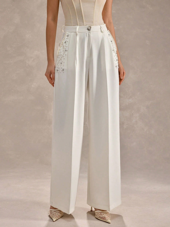 Pantaloni SHEIN, alb