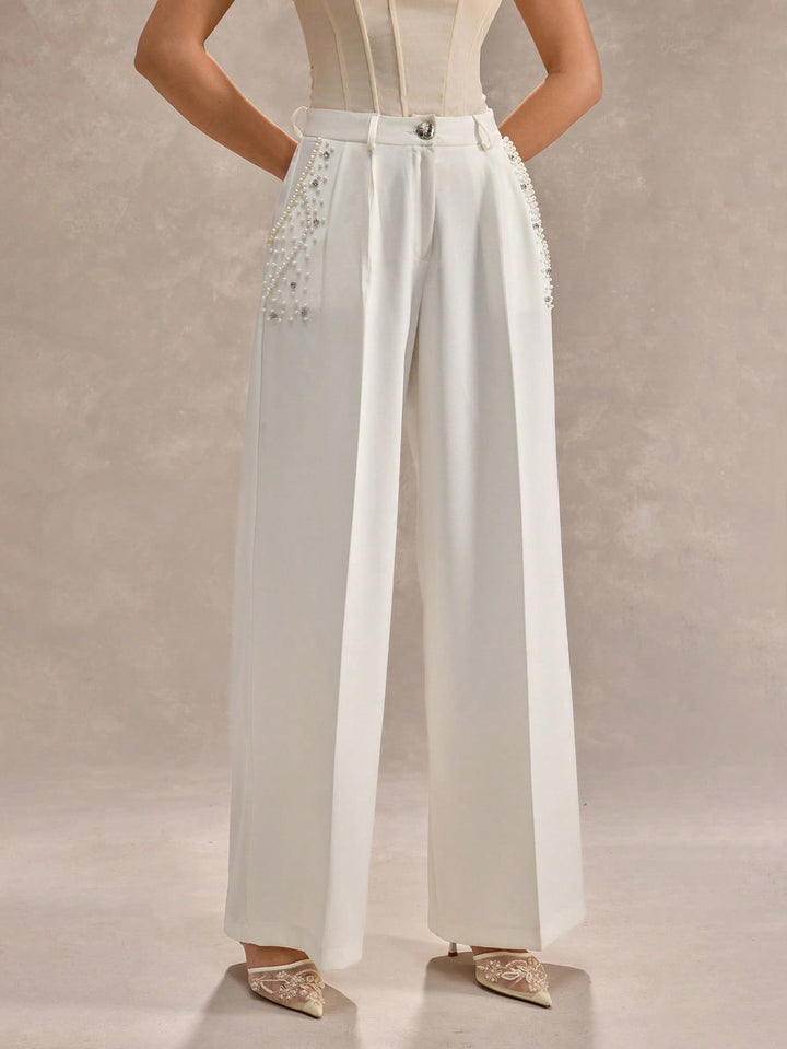 Pantaloni SHEIN, alb