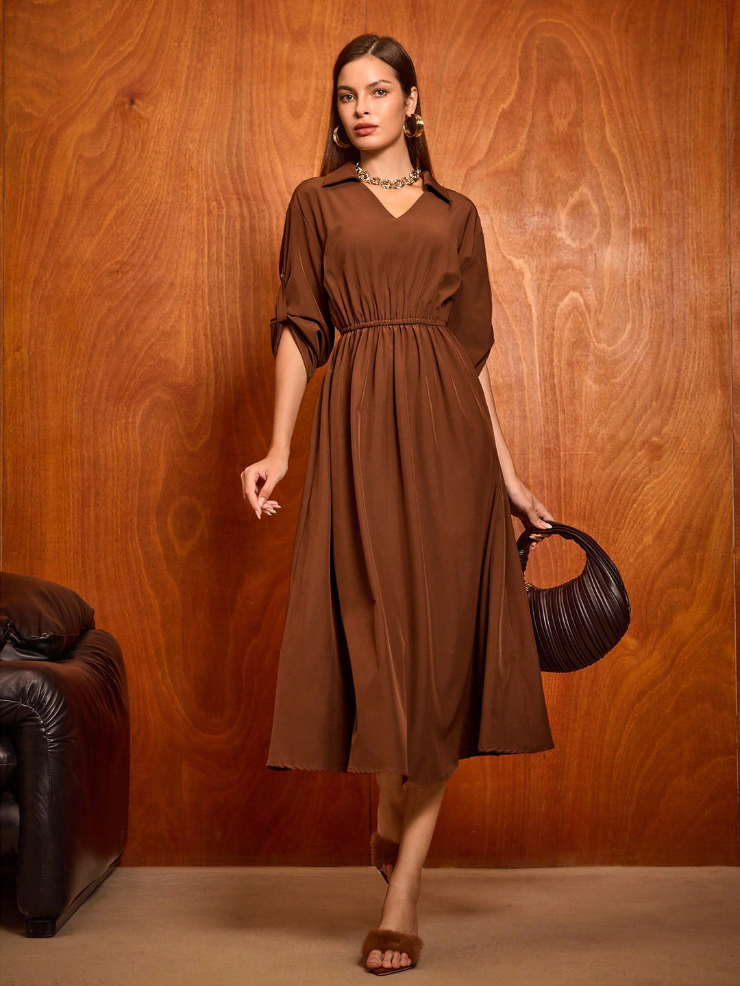 Rochie maxi SHEIN, maro