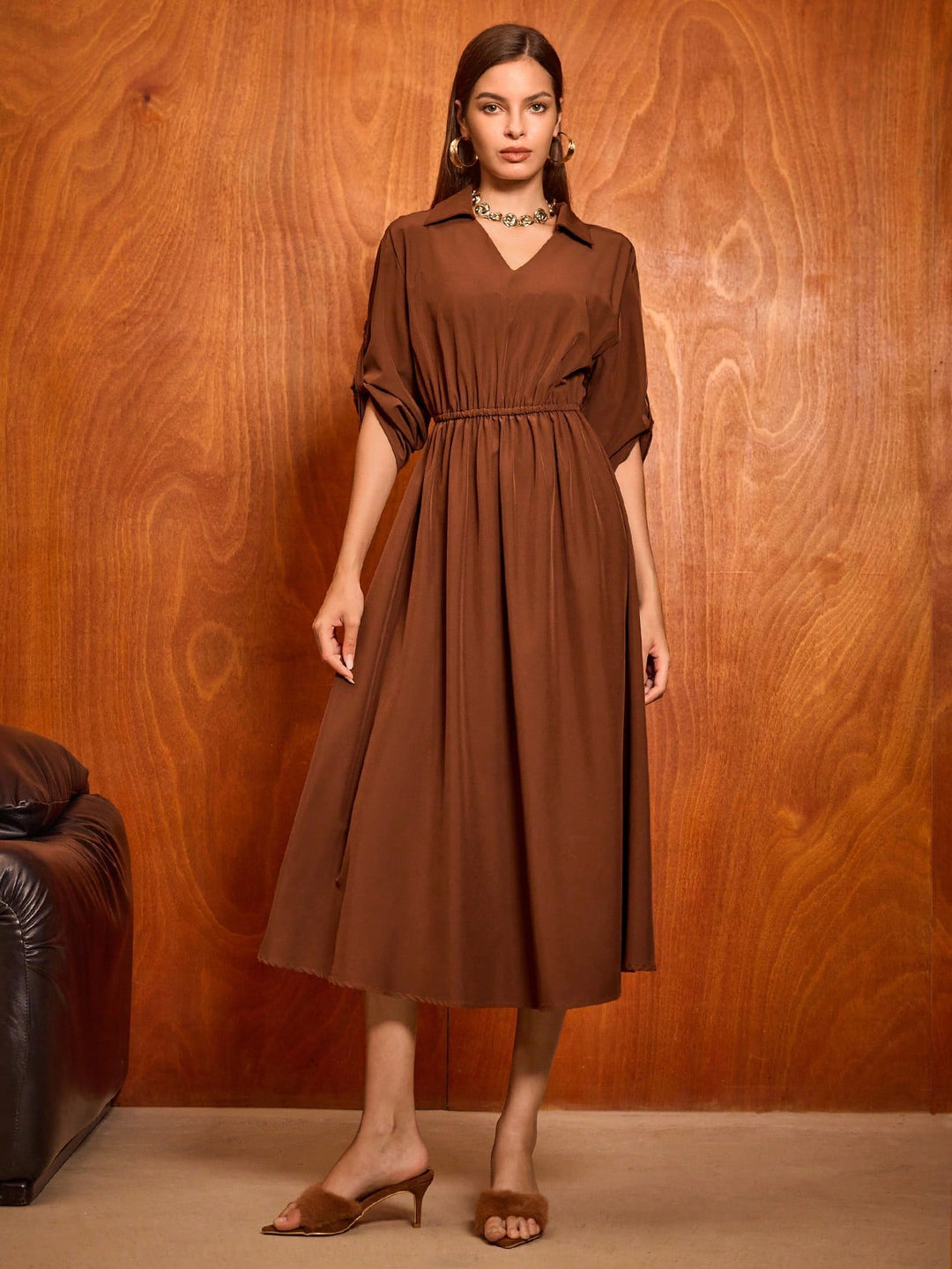 Rochie maxi SHEIN, maro