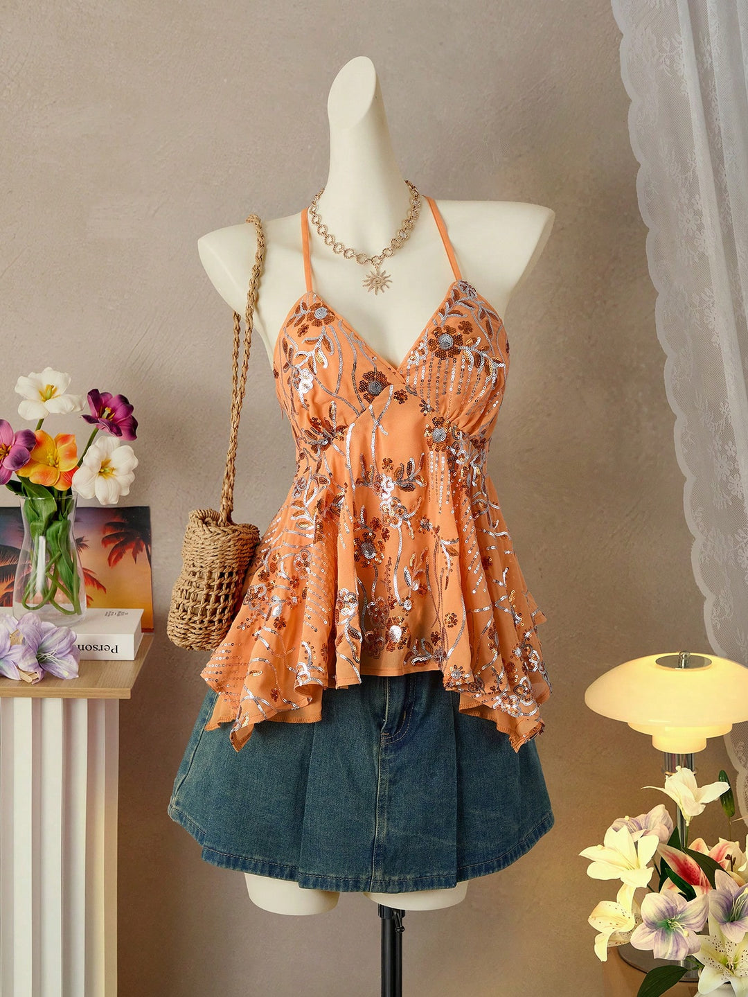 Top SHEIN, portocaliu