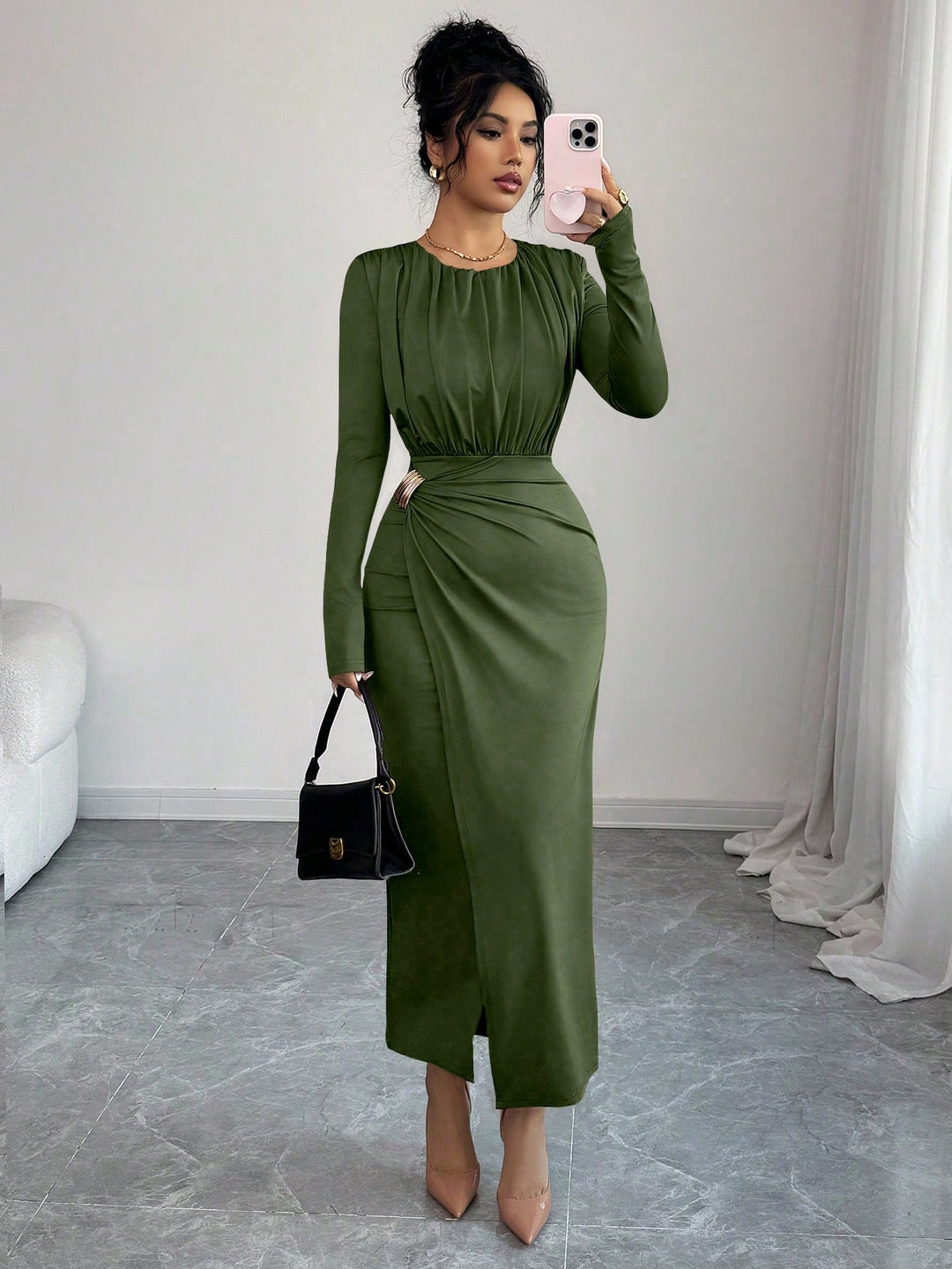 Rochie maxi SHEIN, kaki
