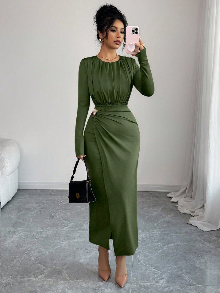 Rochie maxi SHEIN, kaki