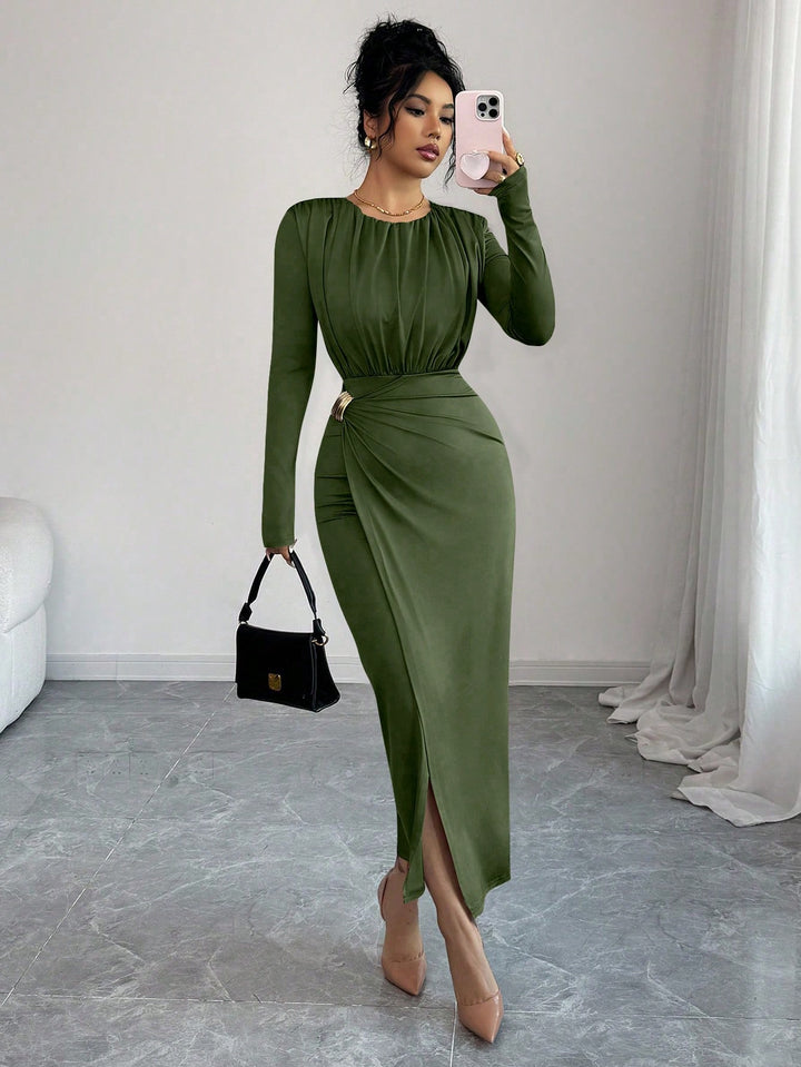 Rochie maxi SHEIN, kaki