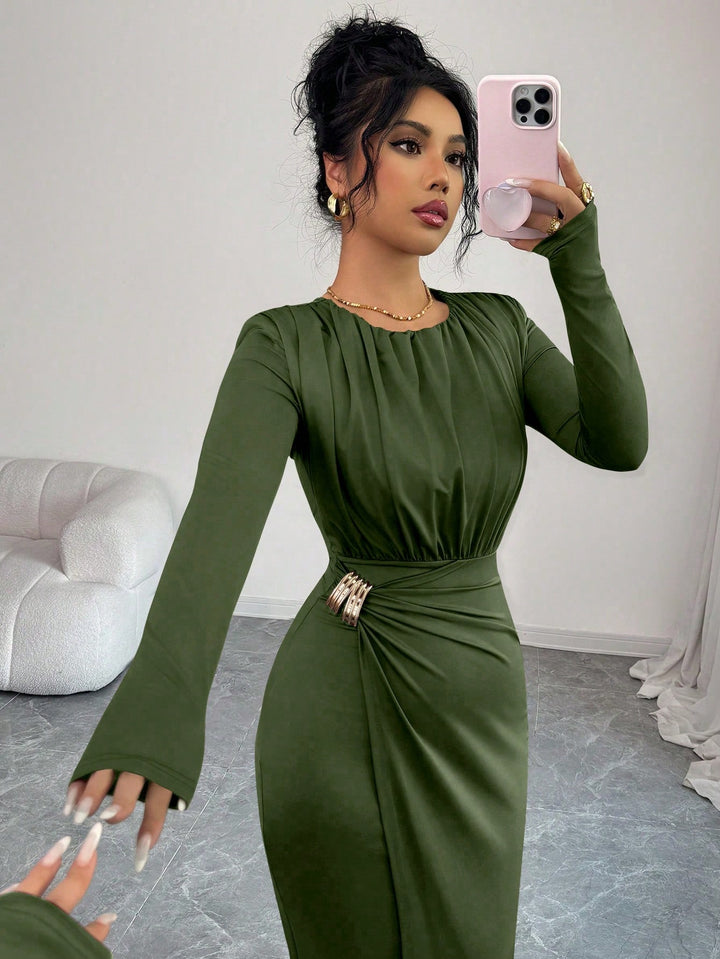 Rochie maxi SHEIN, kaki