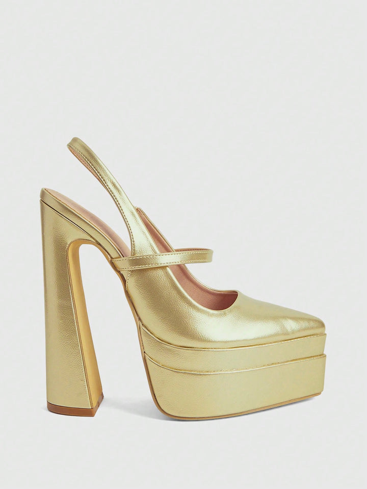 Pantofi cu toc SHEIN, auriu