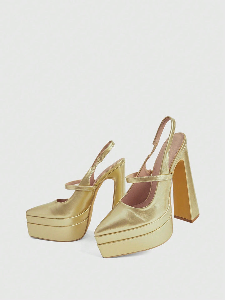 Pantofi cu toc SHEIN, auriu