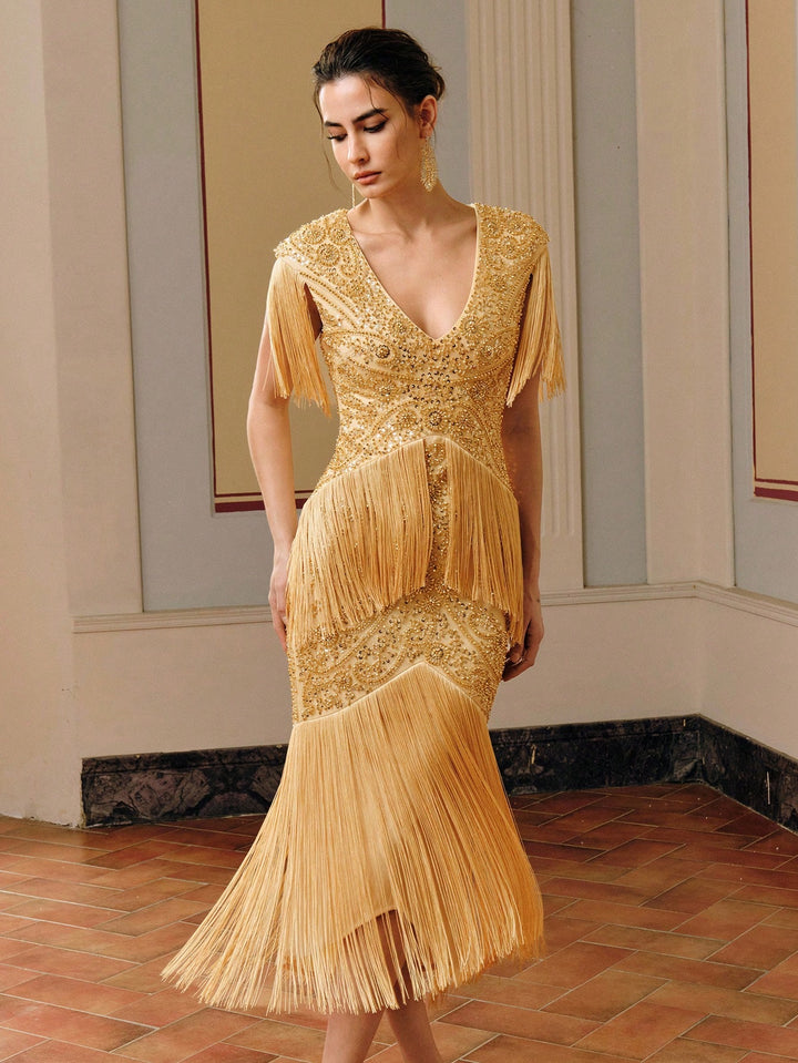 Rochie maxi SHEIN, auriu