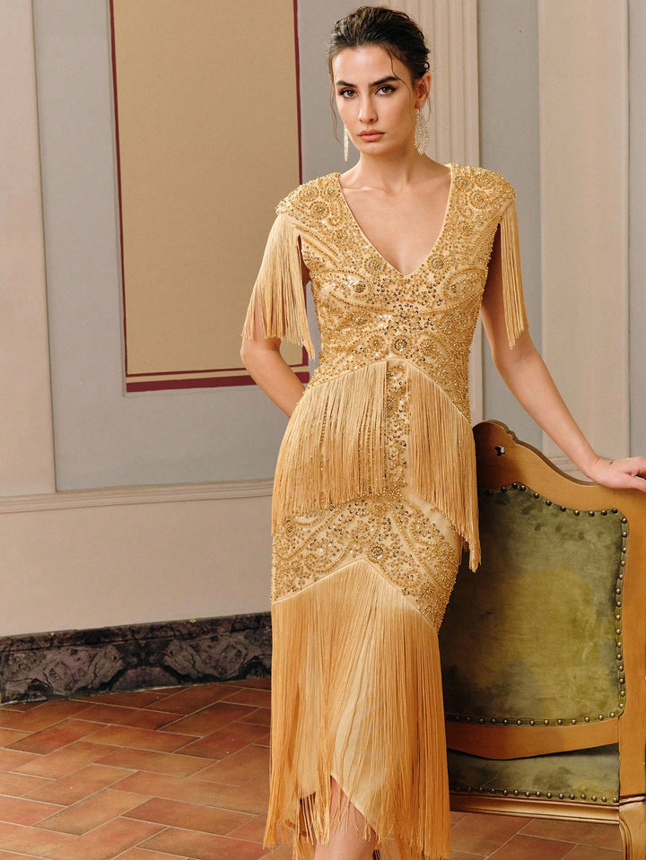 Rochie maxi SHEIN, auriu
