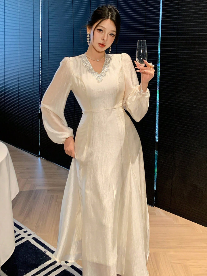 Rochie de ocazie SHEIN, crem