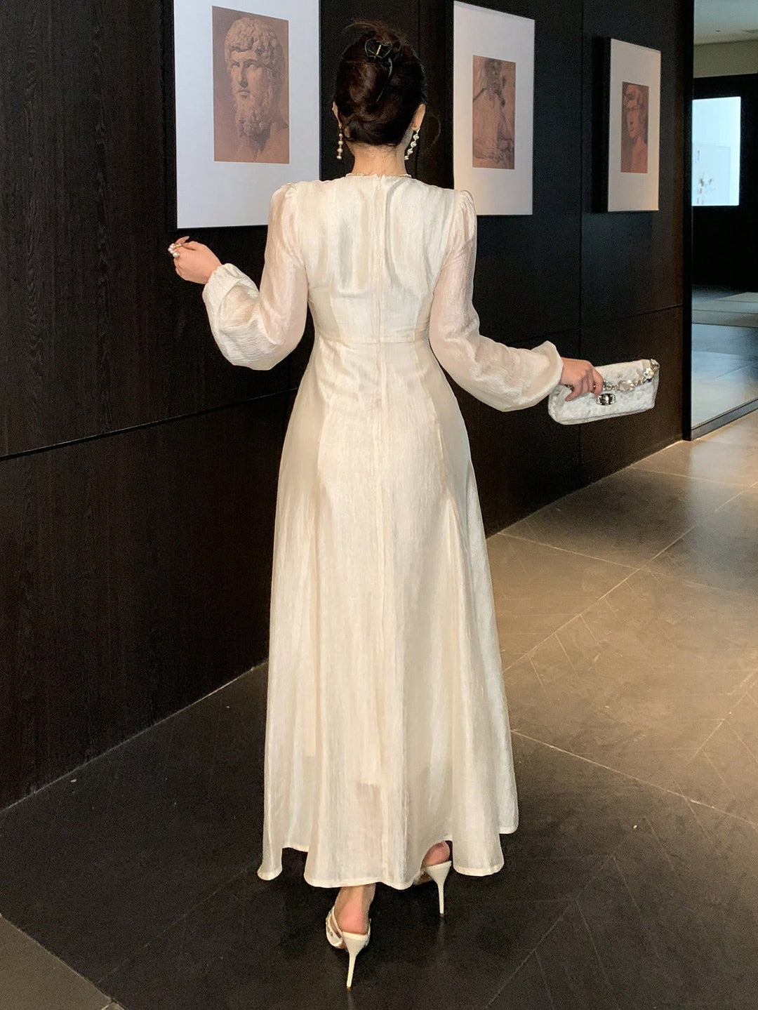 Rochie de ocazie SHEIN, crem