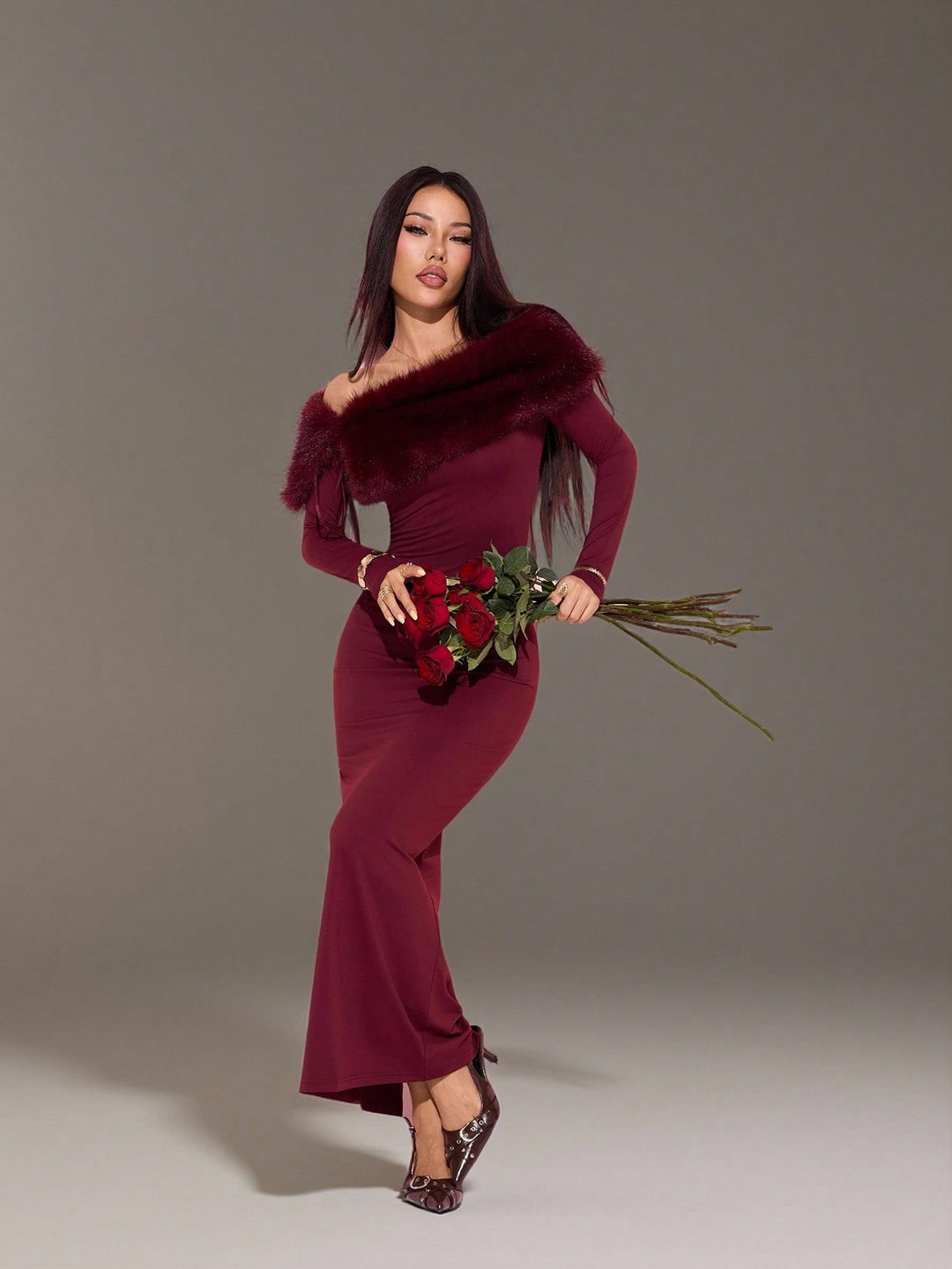 Rochie maxi SHEIN, vișiniu