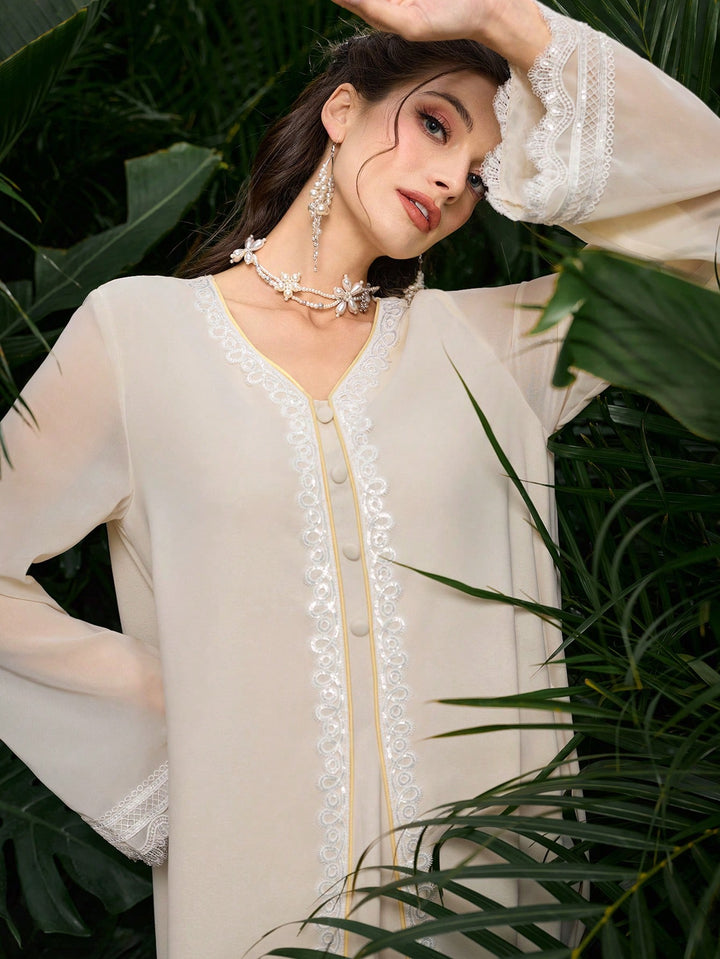Set caftan și jalabiya SHEIN, galben