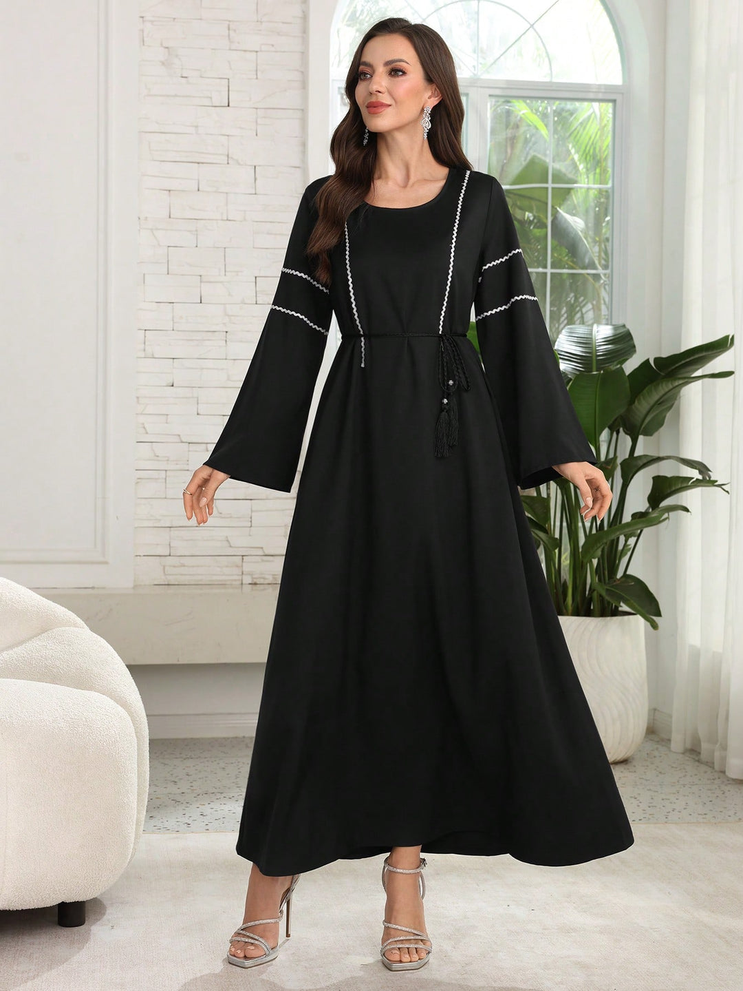 Set caftan și jalabiya SHEIN, negru