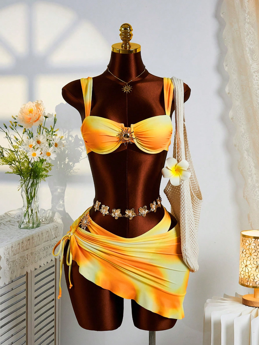 Set bikini SHEIN, portocaliu