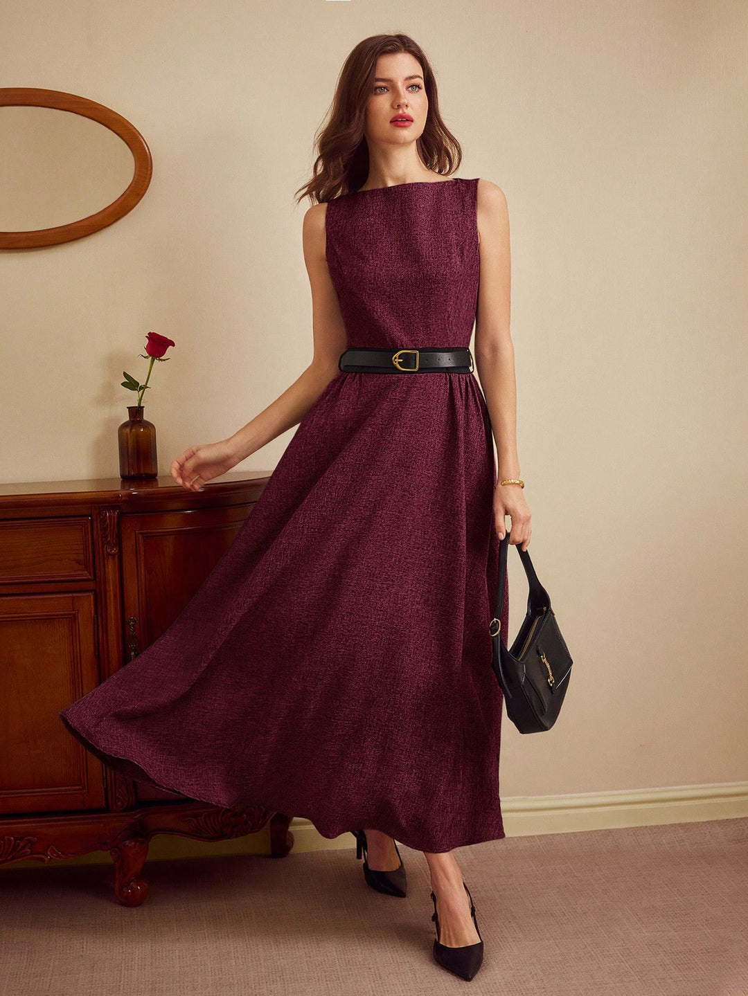 Rochie maxi SHEIN, vișiniu