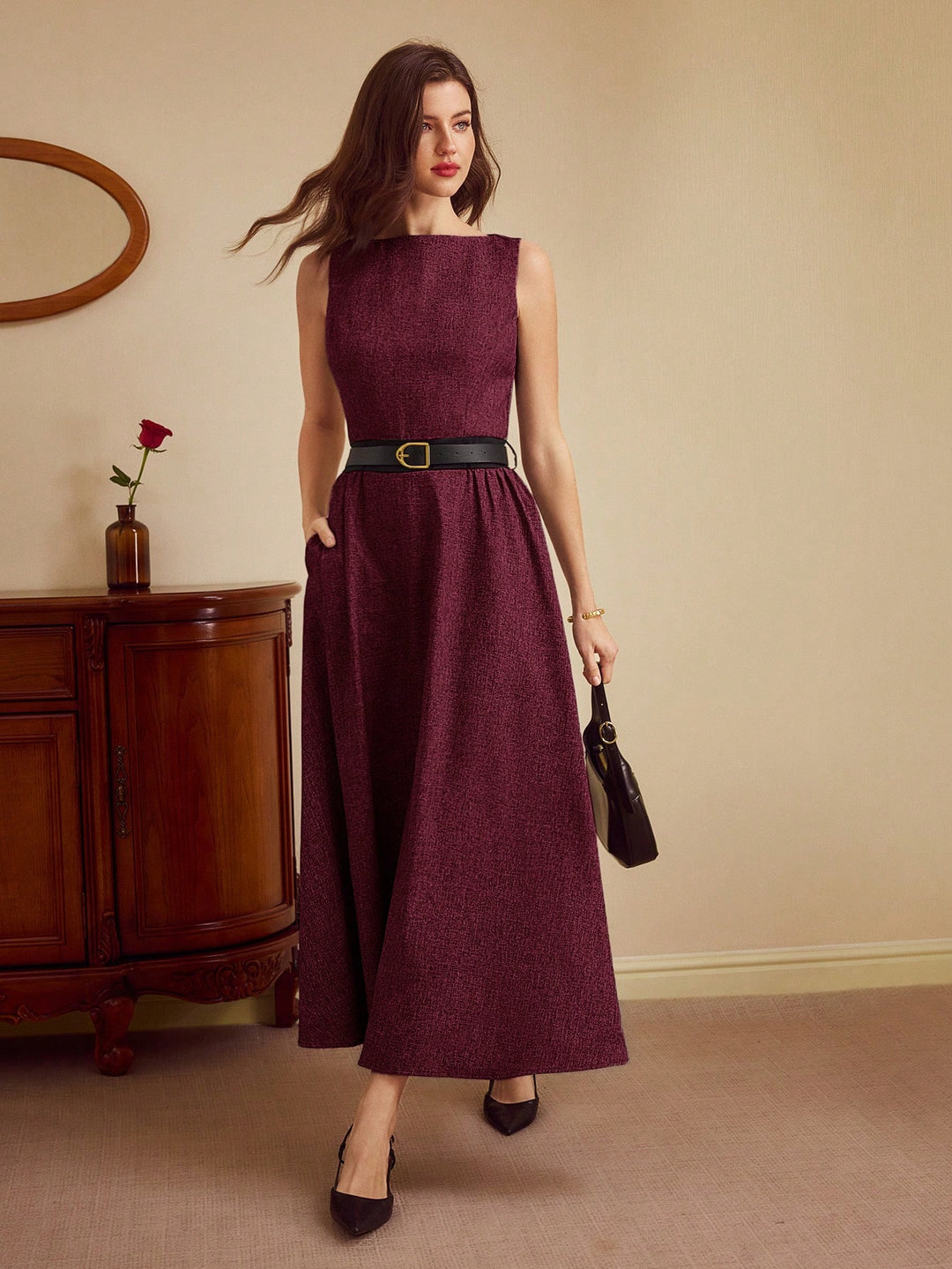 Rochie maxi SHEIN, vișiniu