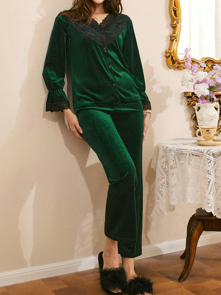 Compleu pijamale SHEIN, verde