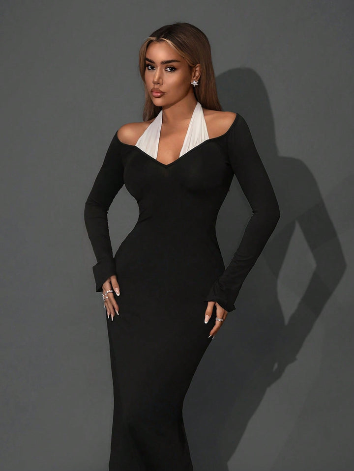 SHEIN maxi ruha, fekete