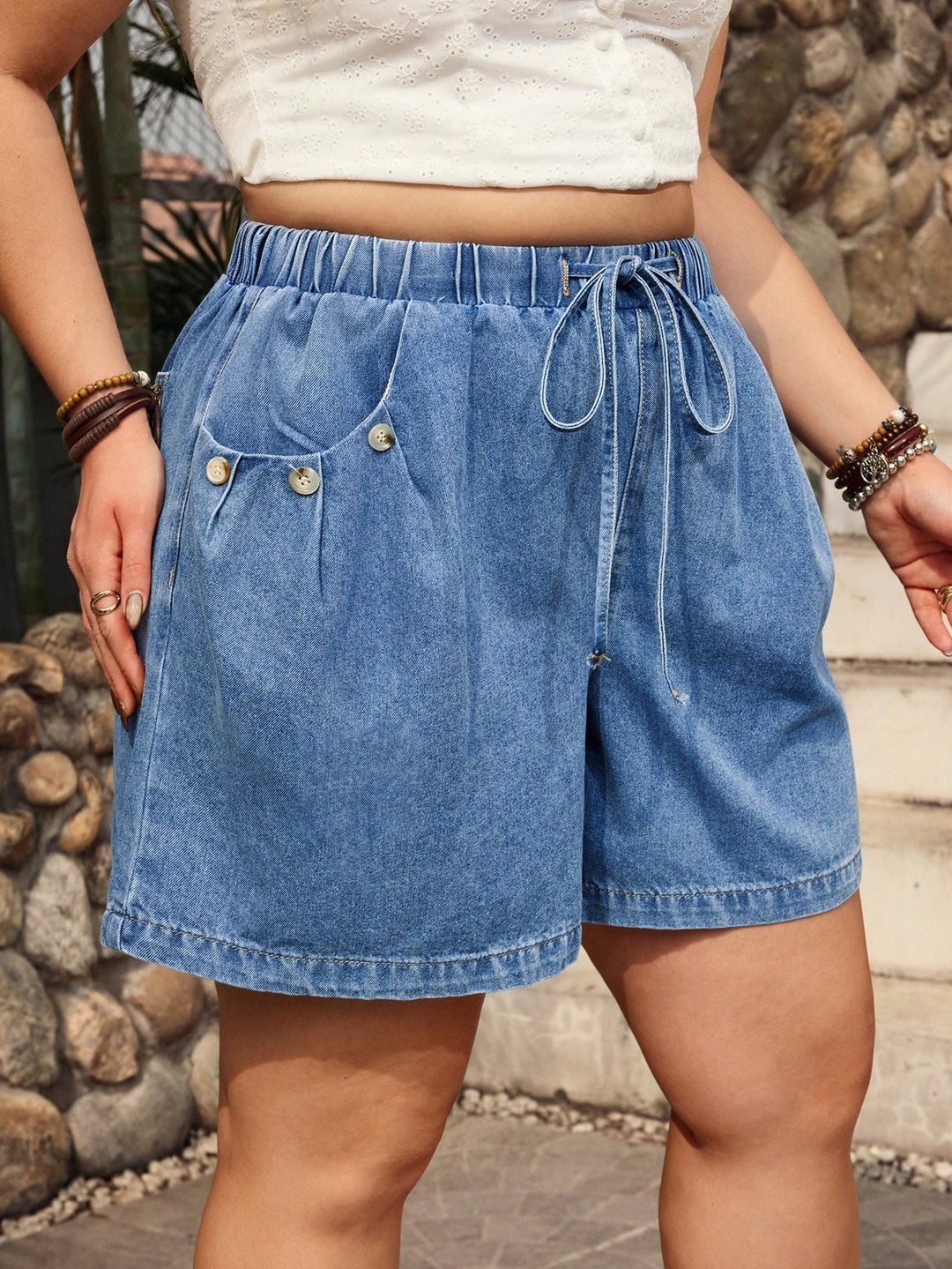 Pantaloni scurți SHEIN, albastru