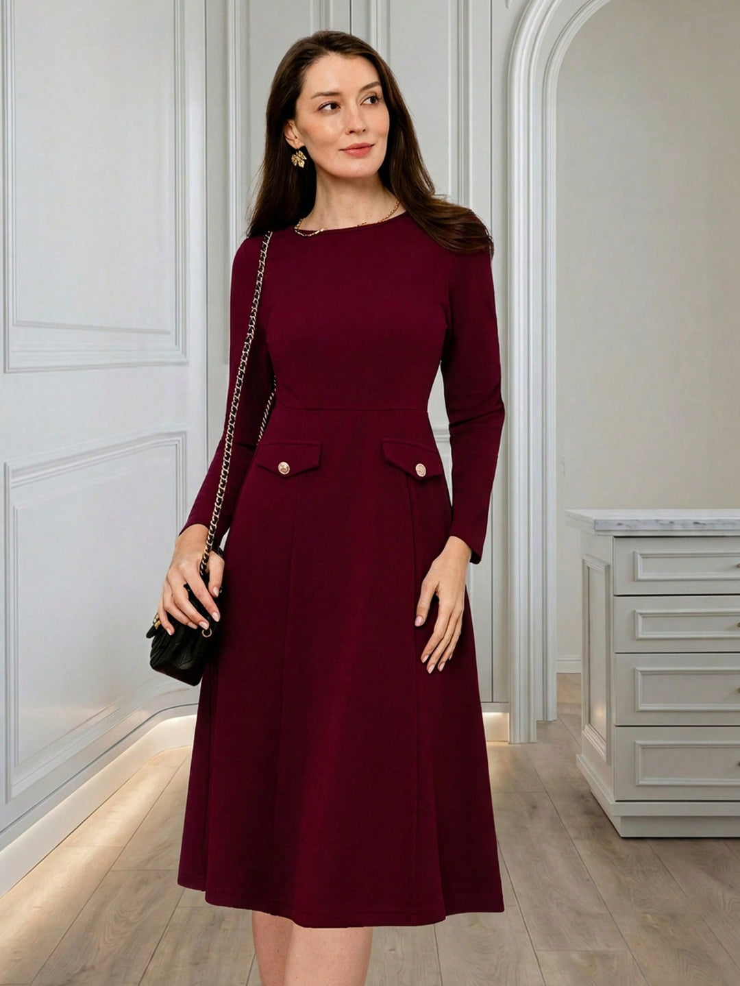 Rochie midi SHEIN, vișiniu