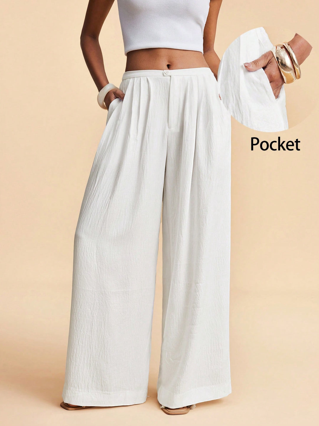 Pantaloni SHEIN, alb