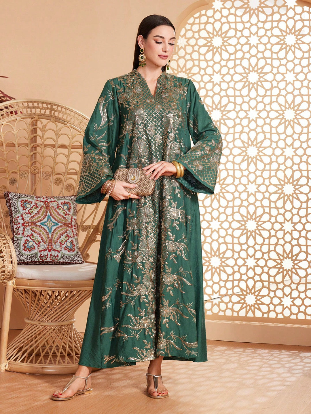 Rochie maxi SHEIN, verde