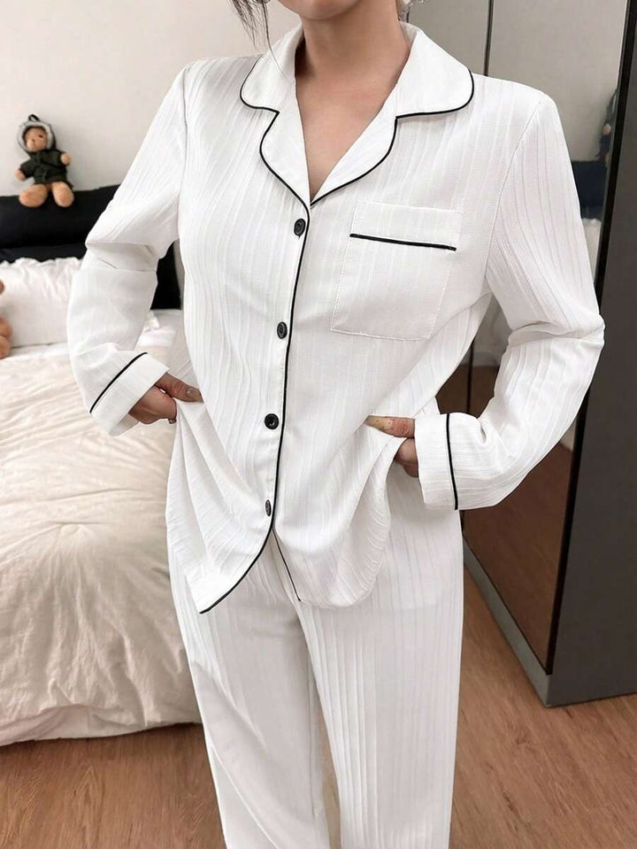 Compleu pijamale SHEIN, alb