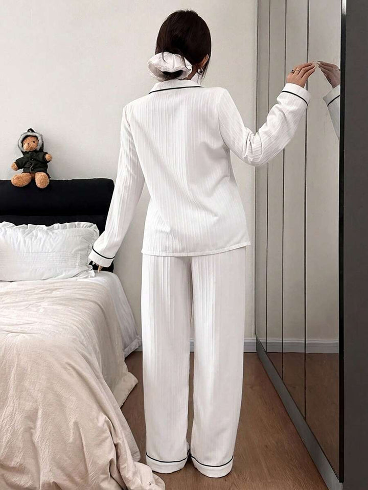 Compleu pijamale SHEIN, alb