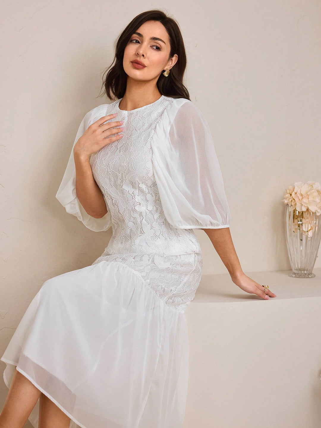 Rochie maxi SHEIN, alb