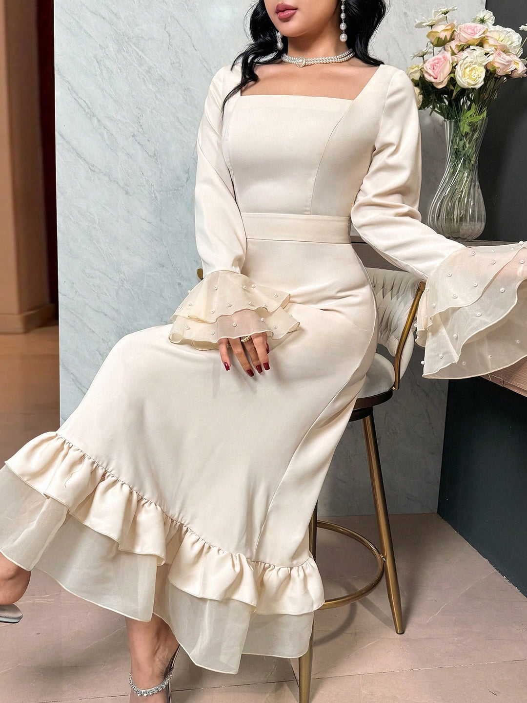 Rochie midi SHEIN, bej