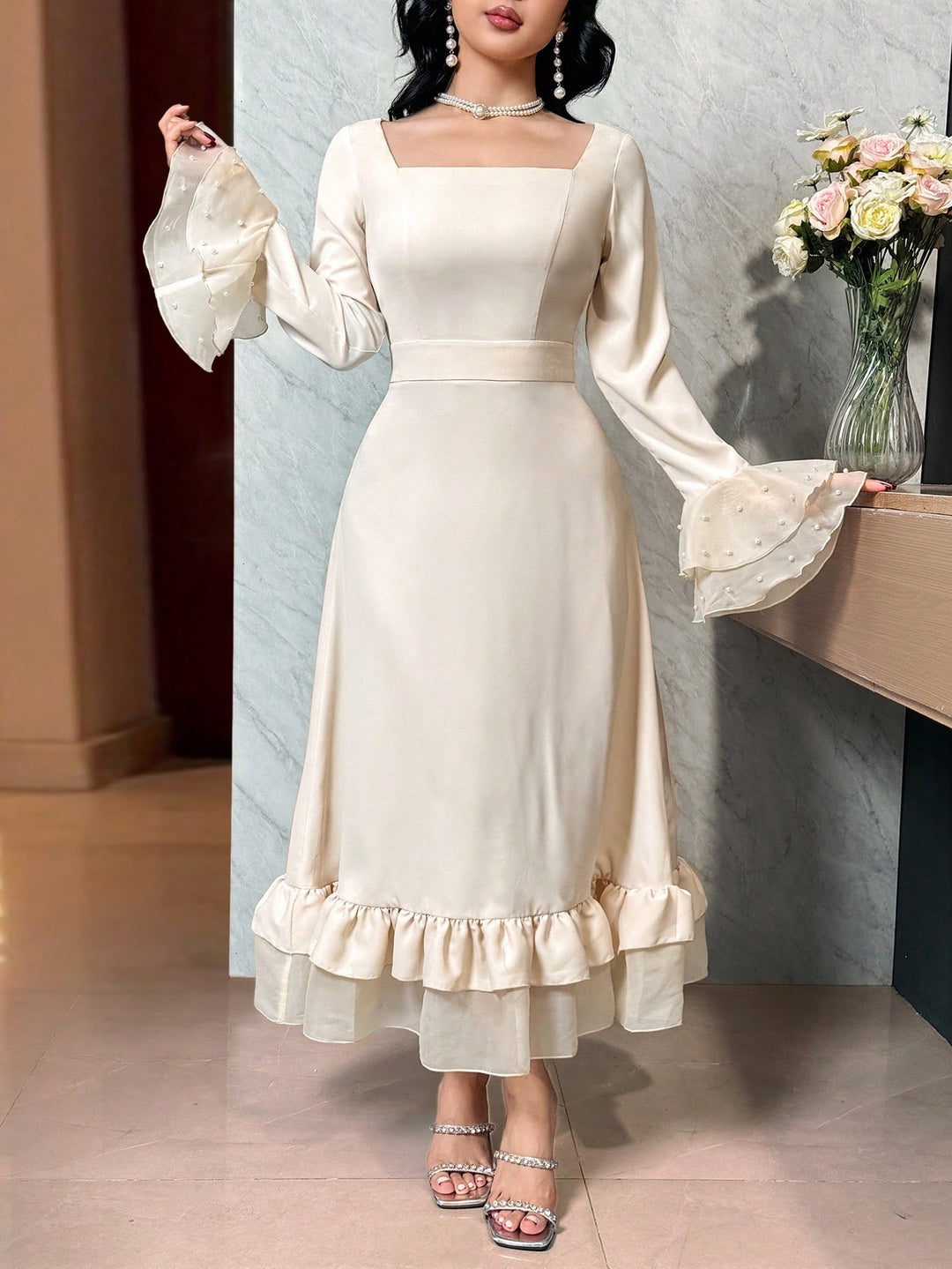 Rochie midi SHEIN, bej