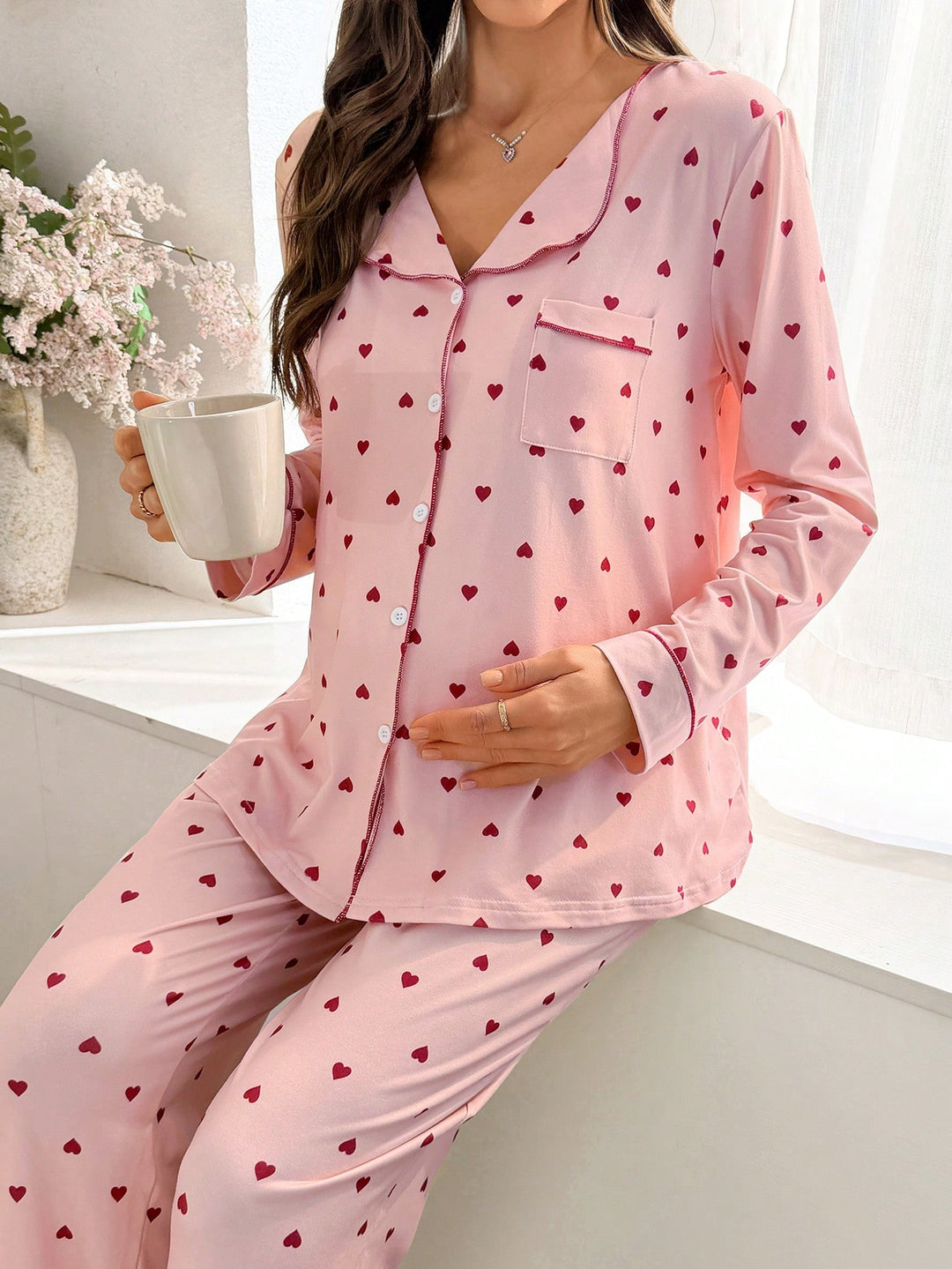 Compleu pijamale SHEIN, roz