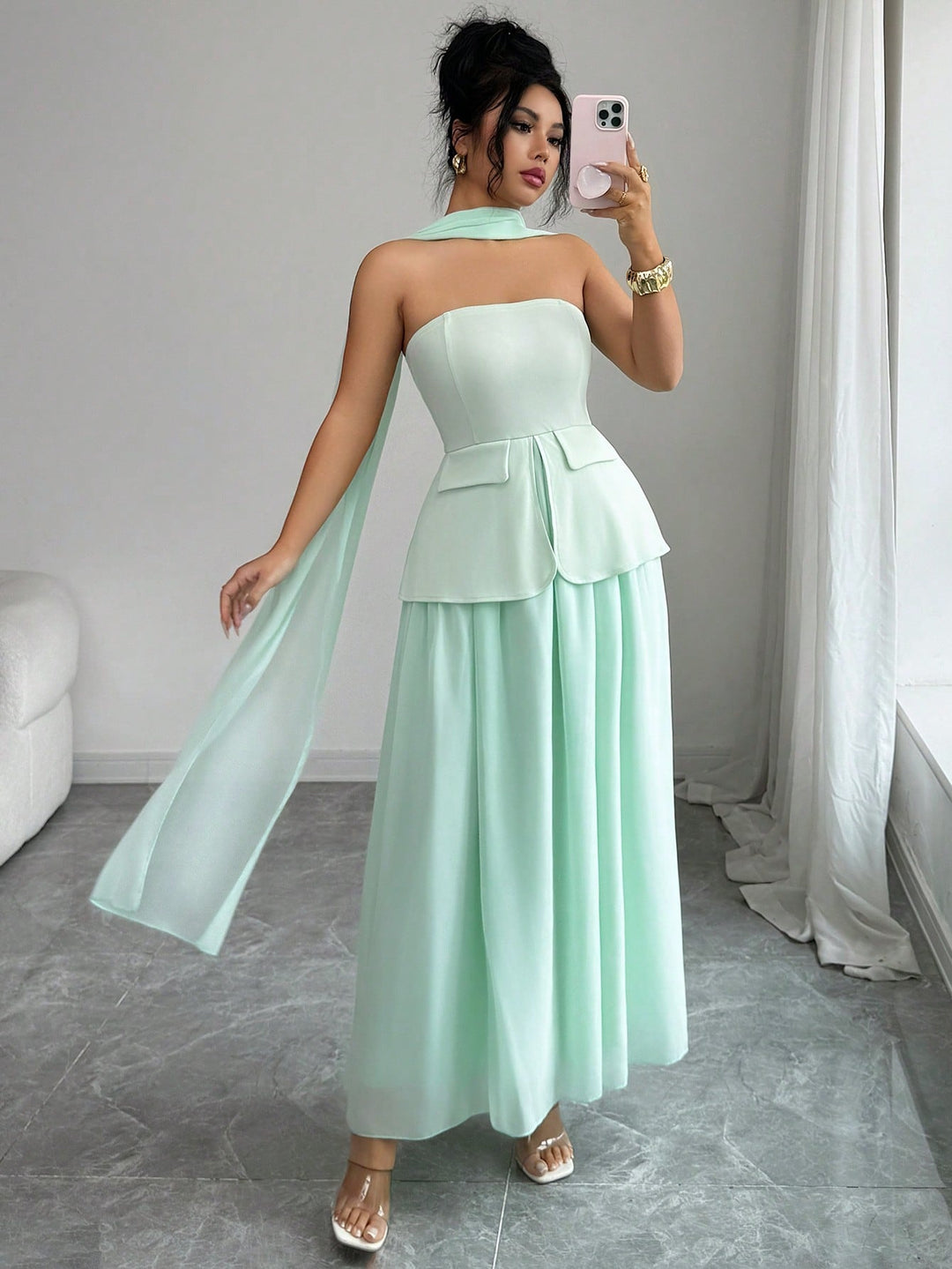 Rochie maxi SHEIN, turcoaz
