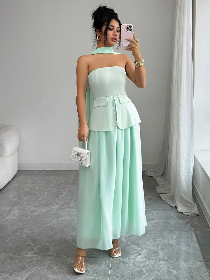 Rochie maxi SHEIN, turcoaz