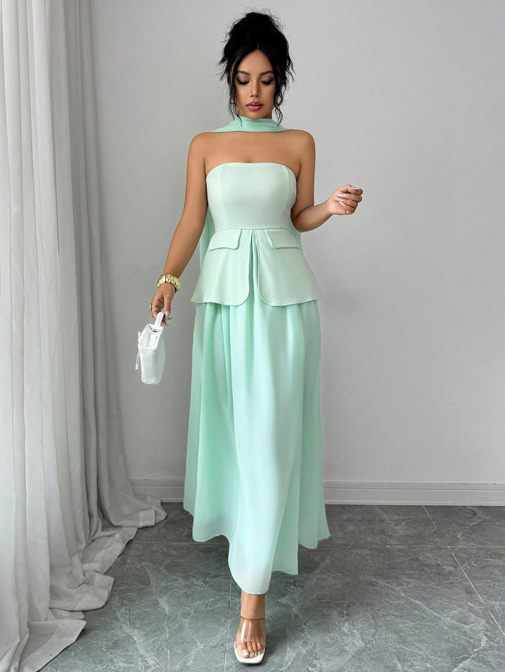 Rochie maxi SHEIN, turcoaz