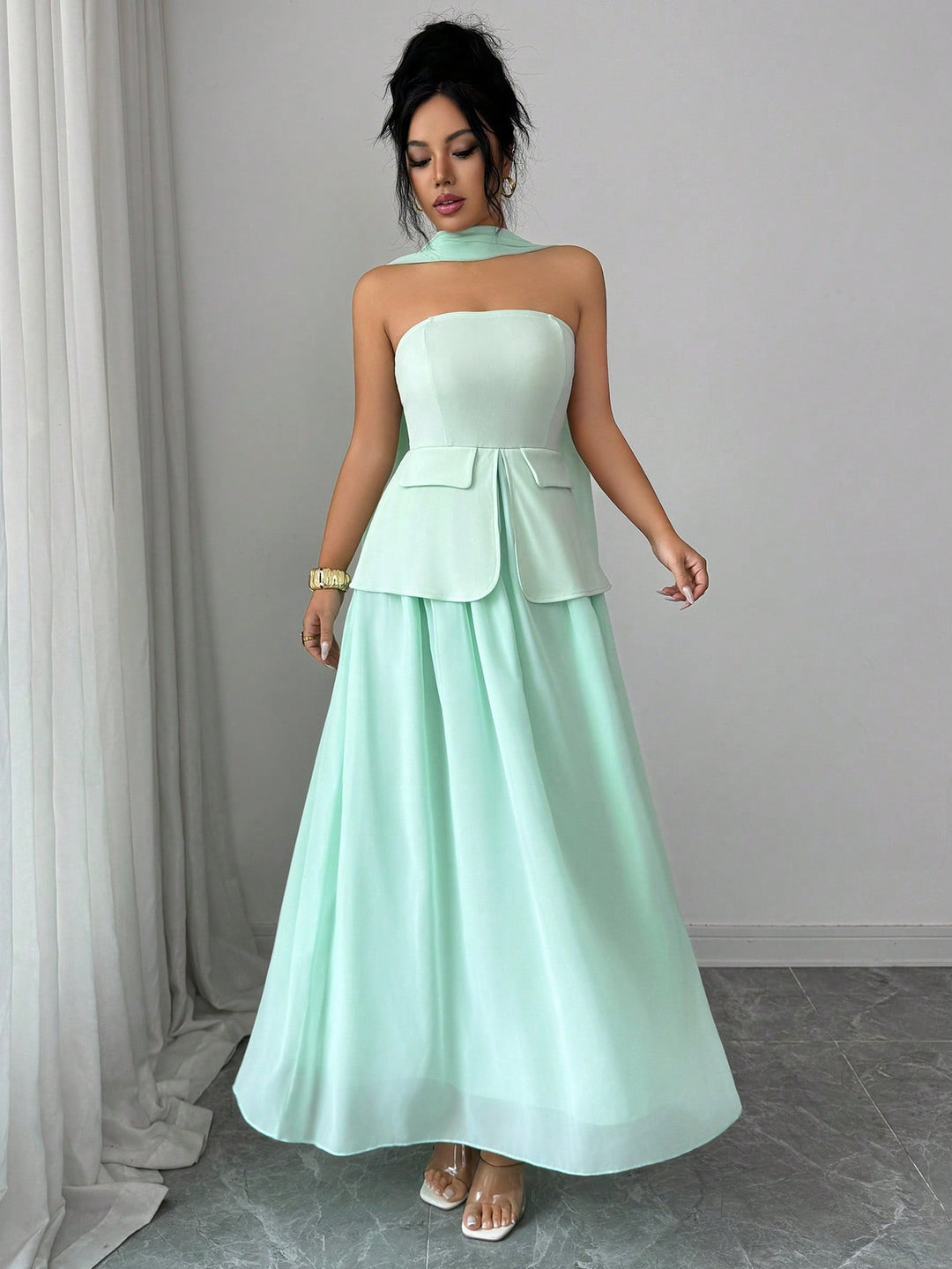 Rochie maxi SHEIN, turcoaz