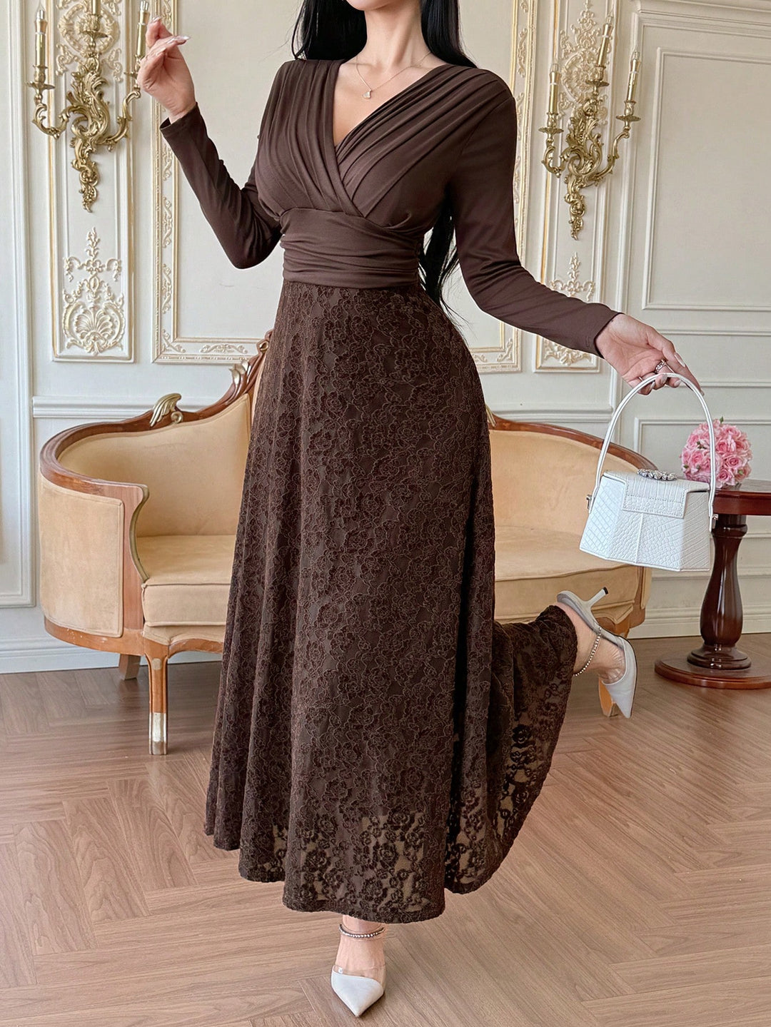 Rochie maxi SHEIN, maro