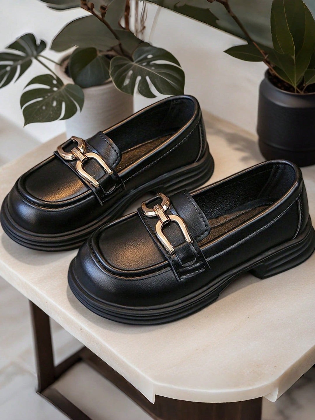 Pantofi fete loafers SHEIN, negru