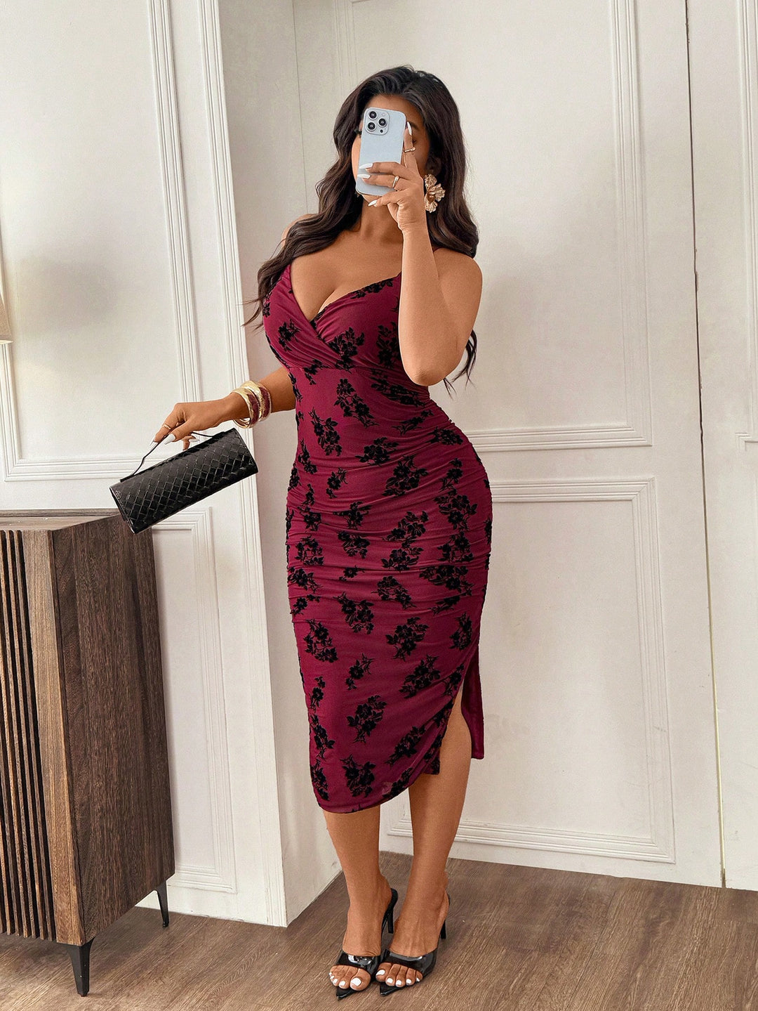 Rochie midi SHEIN, vișiniu