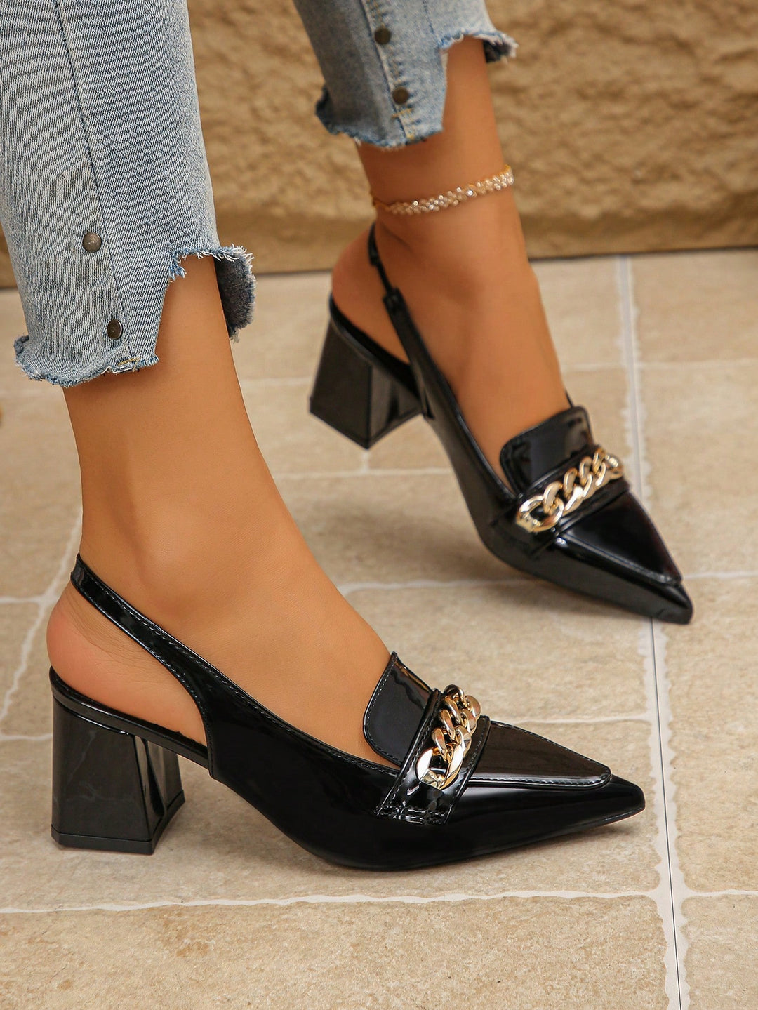 Pantofi cu toc SHEIN, negru